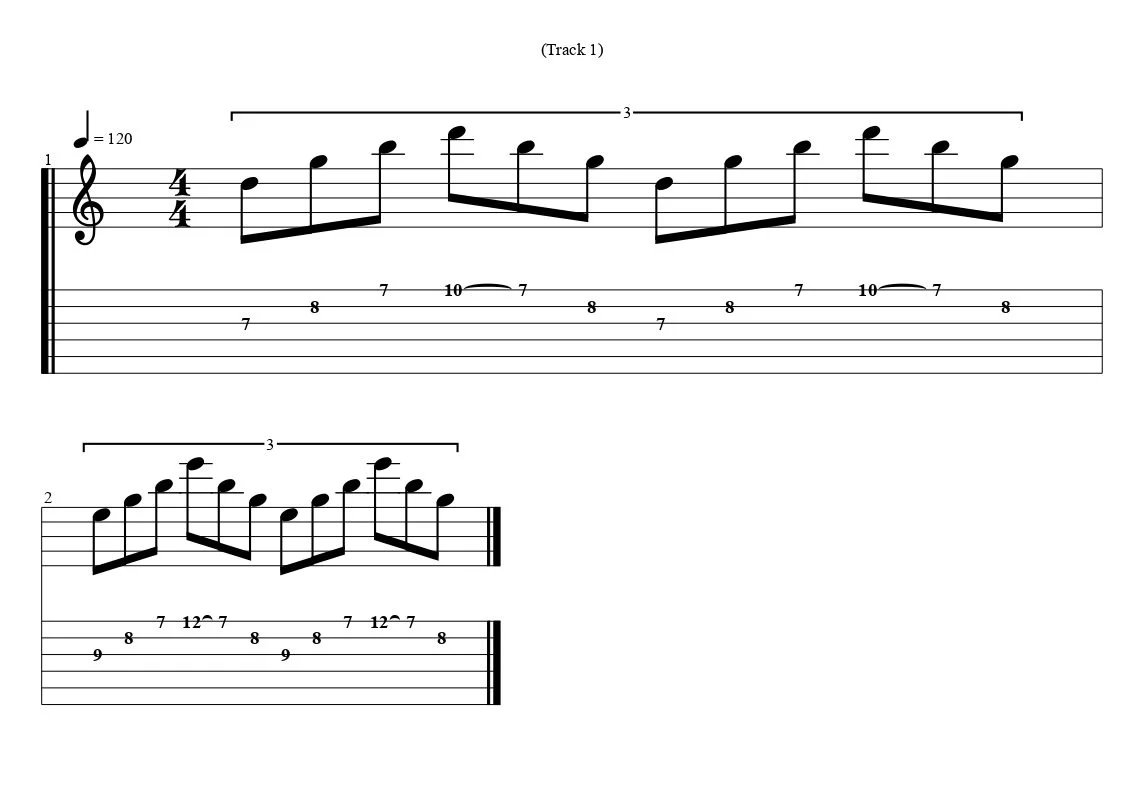 Sweep picking exercise G major to E minor