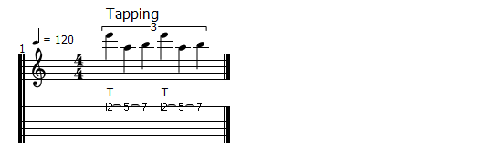 Tapping Guitar Tab Example